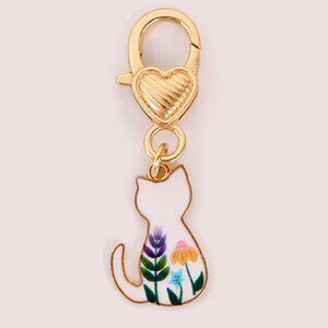 Bag Charm - Kitty Cat Enamel Flower Key Chain